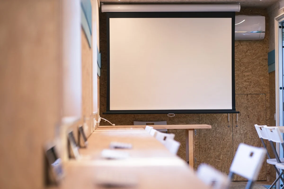 Interior of the 40ft DigiTruck container converted into a mobile digital classroom