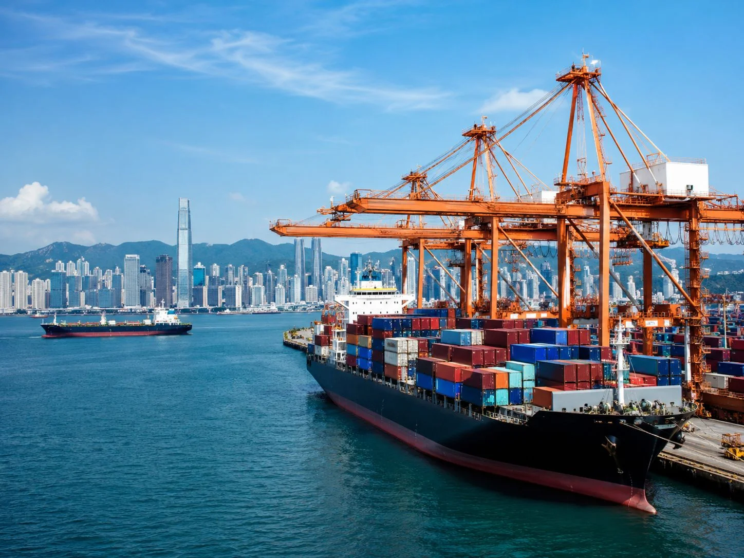 Container ship loaded with containers