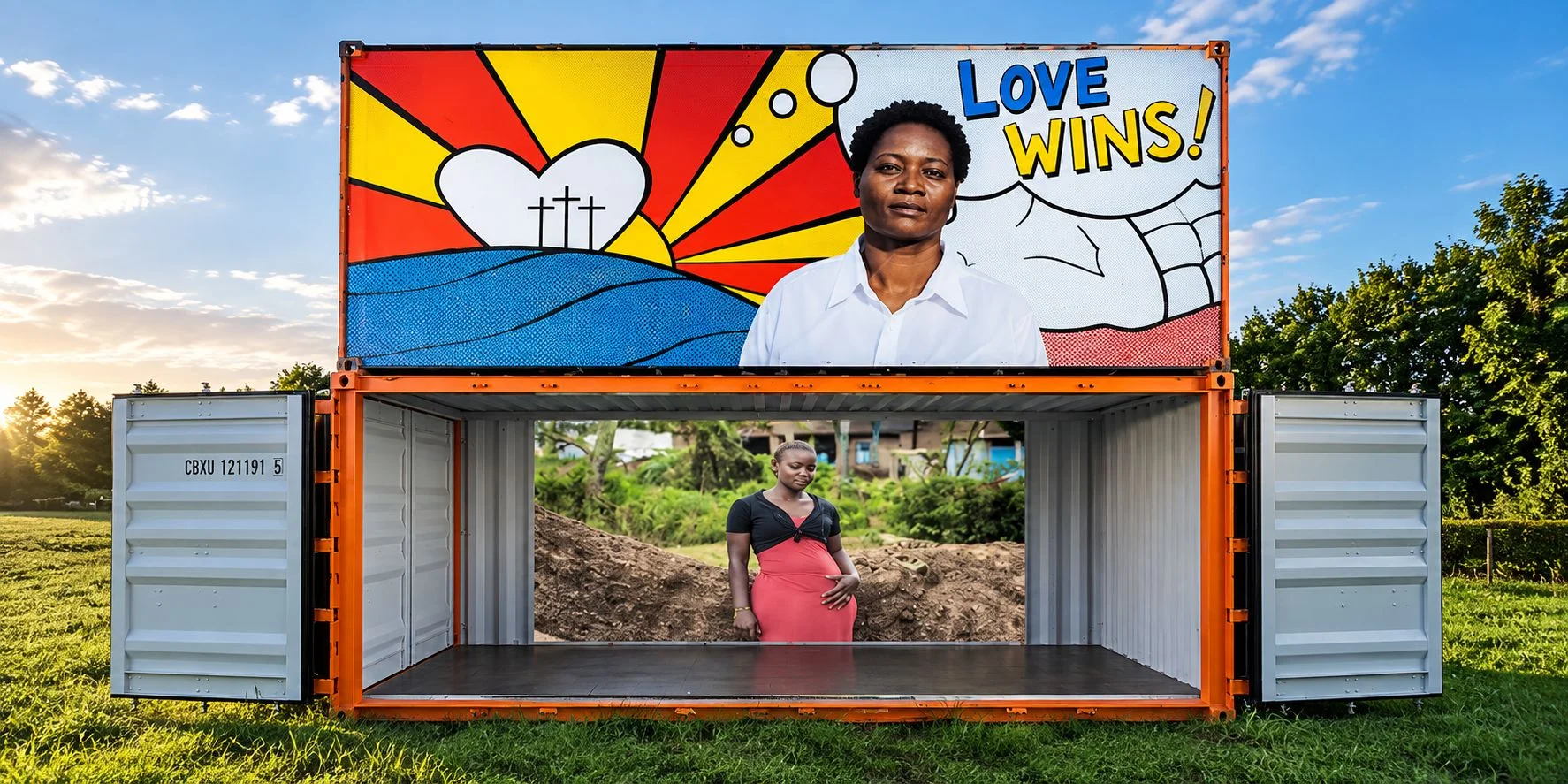 20ft Full Side Access CBOX container used as an open exhibition space for a temporary art installation
